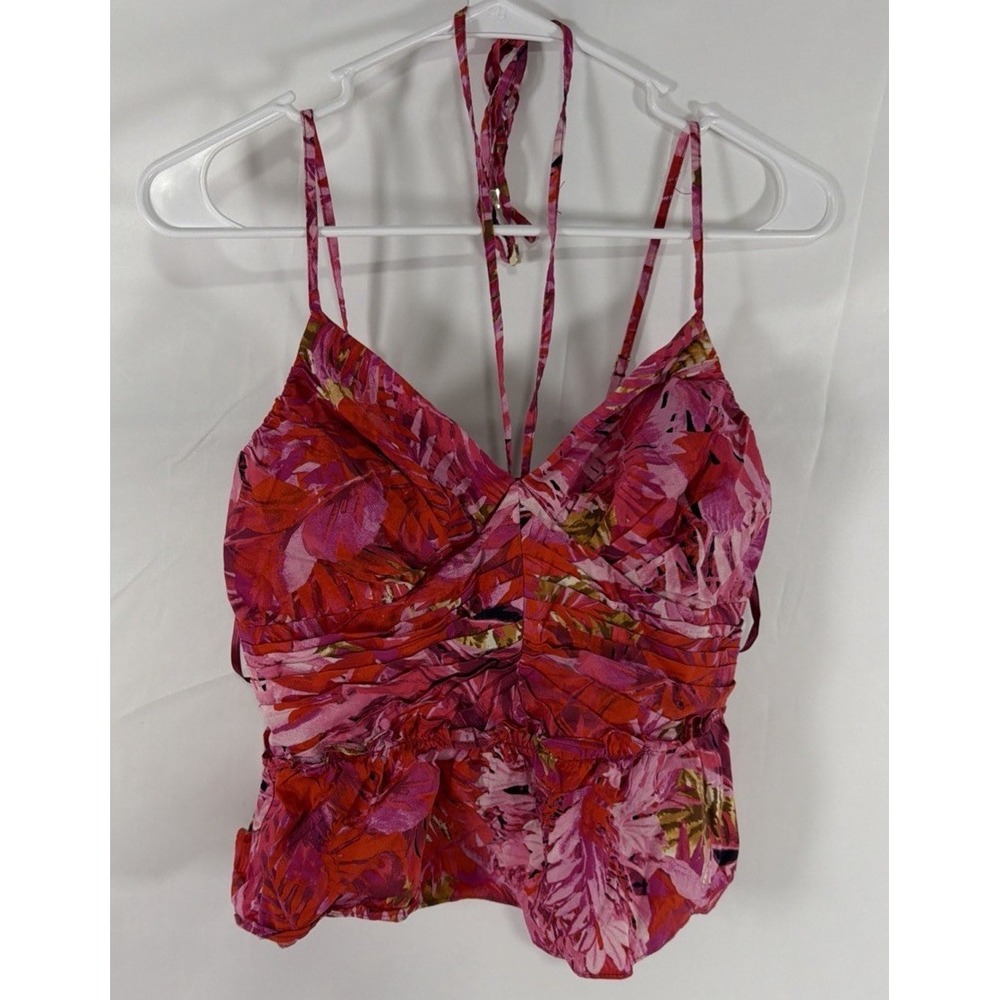 White House | Black Market  Poplin Cutout Halter Top Floral Corset Festival